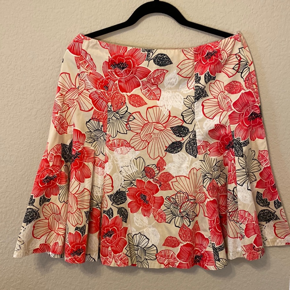White, khaki, coral, and black full summer skirt